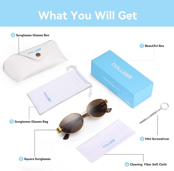 Dollger Polarized Oval Sunglasses for Women Trendy Small Gold Frame Retro Sunglasses Designer Shades UV400 Protection - Image 19