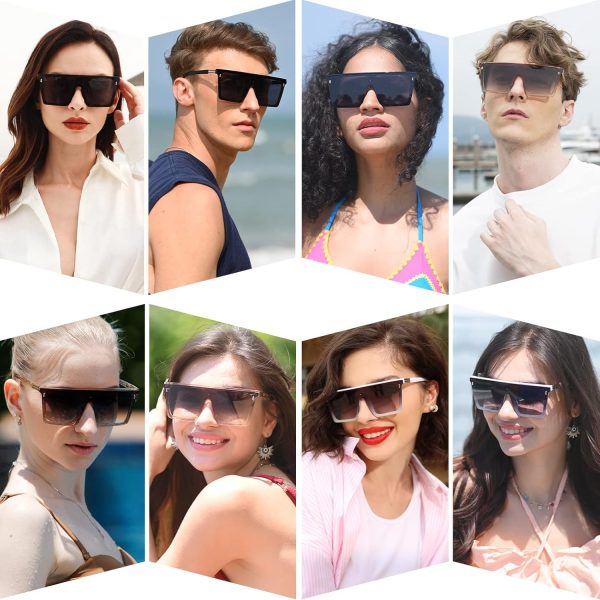 Dollger Square Oversized Sunglasses for Women Men Trendy Flat Top Big Black Shades UV400 Sunnies - Image 3