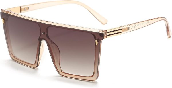 Dollger Square Oversized Sunglasses for Women Men Trendy Flat Top Big Black Shades UV400 Sunnies - Image 14