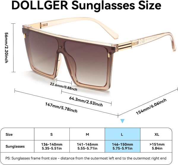 Dollger Square Oversized Sunglasses for Women Men Trendy Flat Top Big Black Shades UV400 Sunnies - Image 17