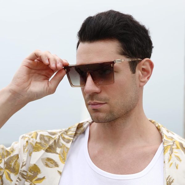 Dollger Square Oversized Sunglasses for Women Men Trendy Flat Top Big Black Shades UV400 Sunnies - Image 18