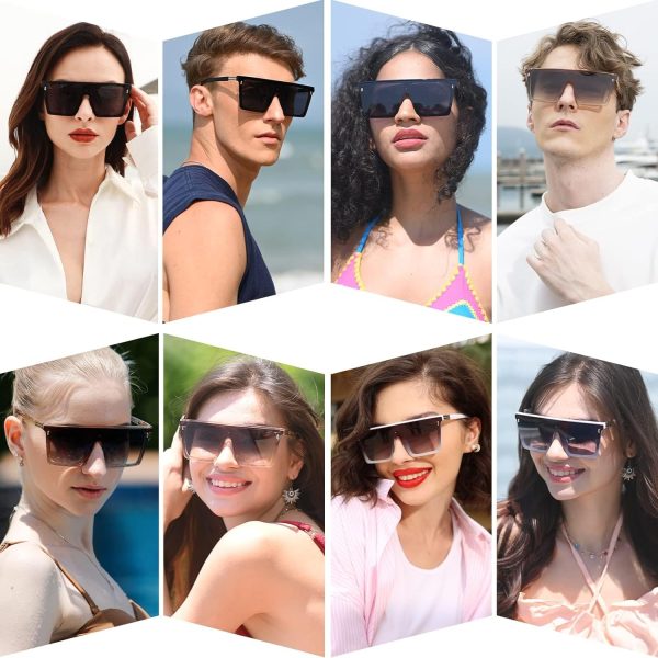 Dollger Square Oversized Sunglasses for Women Men Trendy Flat Top Big Black Shades UV400 Sunnies - Image 26