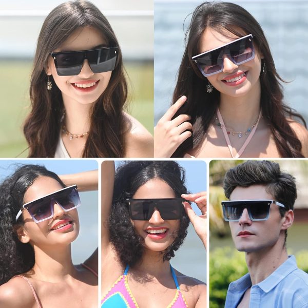 Dollger Square Oversized Sunglasses for Women Men Trendy Flat Top Big Black Shades UV400 Sunnies - Image 30