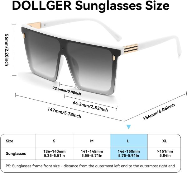 Dollger Square Oversized Sunglasses for Women Men Trendy Flat Top Big Black Shades UV400 Sunnies - Image 32