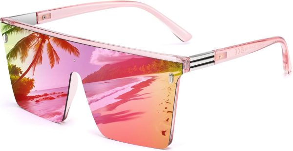 Dollger Square Oversized Sunglasses for Women Men Trendy Flat Top Big Black Shades UV400 Sunnies - Image 34