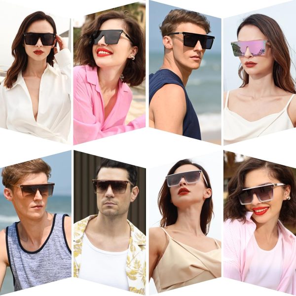 Dollger Square Oversized Sunglasses for Women Men Trendy Flat Top Big Black Shades UV400 Sunnies - Image 38
