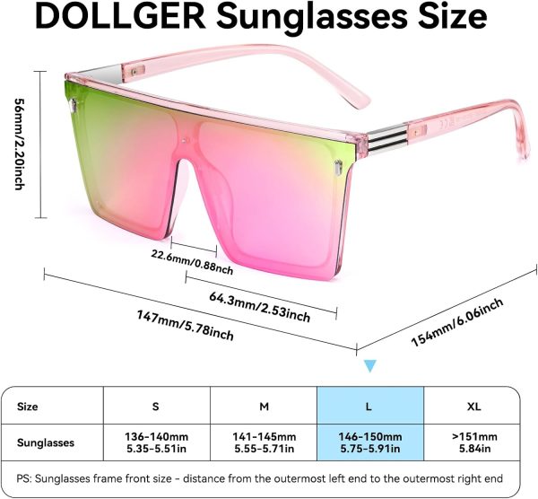 Dollger Square Oversized Sunglasses for Women Men Trendy Flat Top Big Black Shades UV400 Sunnies - Image 39