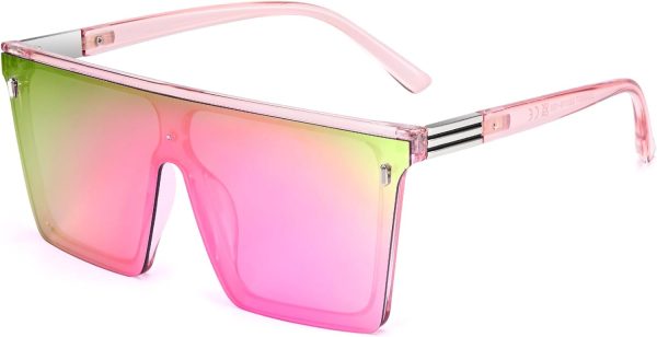 Dollger Square Oversized Sunglasses for Women Men Trendy Flat Top Big Black Shades UV400 Sunnies - Image 40