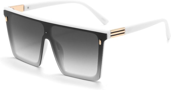 Dollger Square Oversized Sunglasses for Women Men Trendy Flat Top Big Black Shades UV400 Sunnies - Image 41
