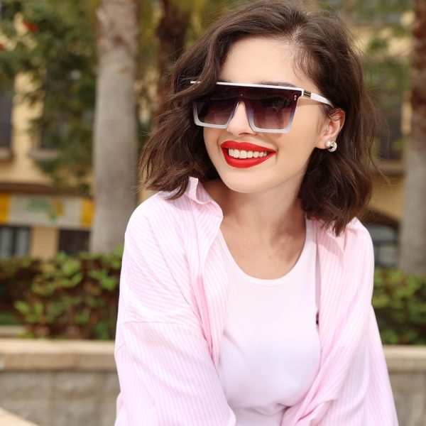 Dollger Square Oversized Sunglasses for Women Men Trendy Flat Top Big Black Shades UV400 Sunnies - Image 45