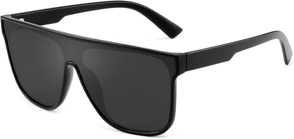 Dollger Square Oversized Sunglasses for Women Men, Womens Fashion Lens Flat Top Shield Shades, Sunglasses Womens Trendy