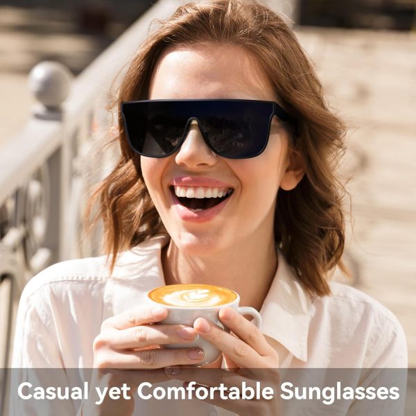 Dollger Square Oversized Sunglasses for Women Men, Womens Fashion Lens Flat Top Shield Shades, Sunglasses Womens Trendy - Image 3