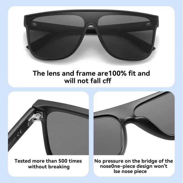Dollger Square Oversized Sunglasses for Women Men, Womens Fashion Lens Flat Top Shield Shades, Sunglasses Womens Trendy - Image 4