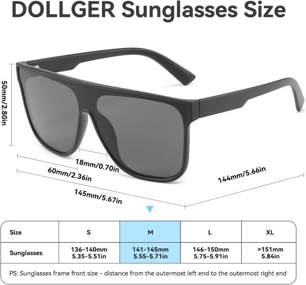 Dollger Square Oversized Sunglasses for Women Men, Womens Fashion Lens Flat Top Shield Shades, Sunglasses Womens Trendy - Image 5