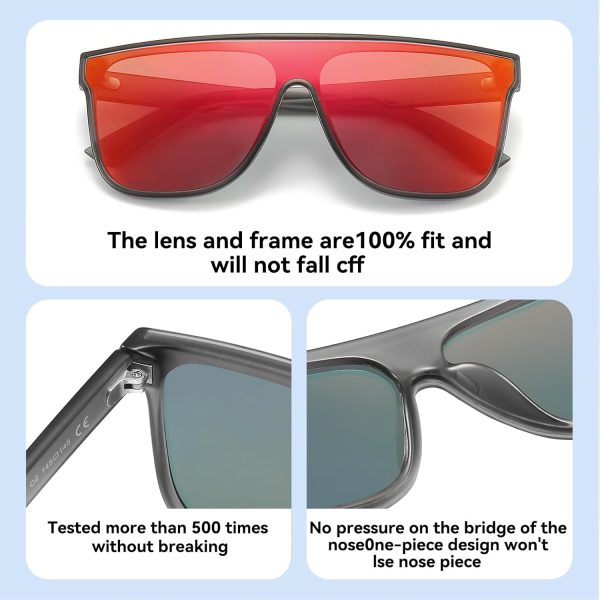 Dollger Square Oversized Sunglasses for Women Men, Womens Fashion Lens Flat Top Shield Shades, Sunglasses Womens Trendy - Image 10