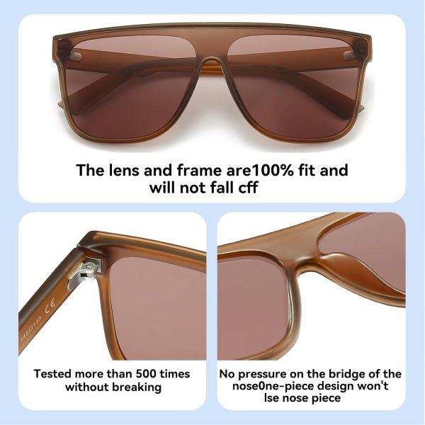 Dollger Square Oversized Sunglasses for Women Men, Womens Fashion Lens Flat Top Shield Shades, Sunglasses Womens Trendy - Image 16