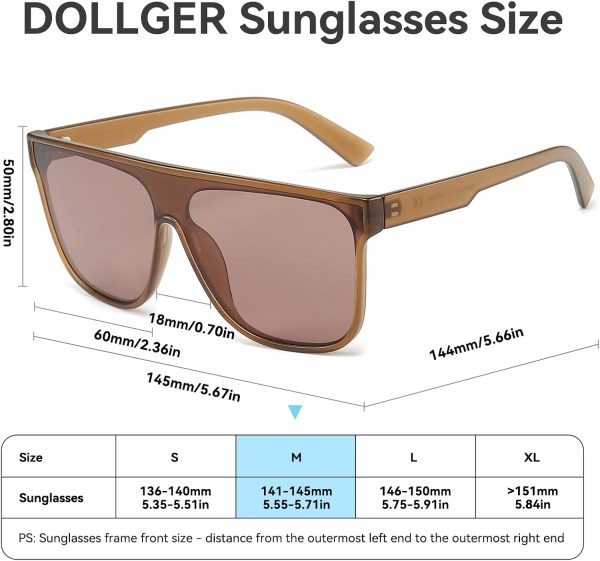 Dollger Square Oversized Sunglasses for Women Men, Womens Fashion Lens Flat Top Shield Shades, Sunglasses Womens Trendy - Image 17