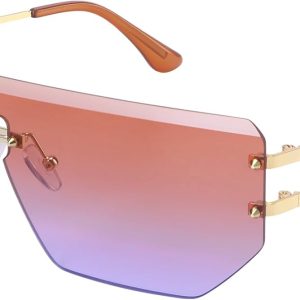 Dollger Rimless Y2k Sunglasses for Women,Rectangle Y2k Glasses Candy Color,Sunglasses Trendy Square for Frameless Eyewear