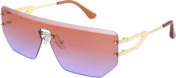 Dollger Rimless Y2k Sunglasses for Women,Rectangle Y2k Glasses Candy Color,Sunglasses Trendy Square for Frameless Eyewear