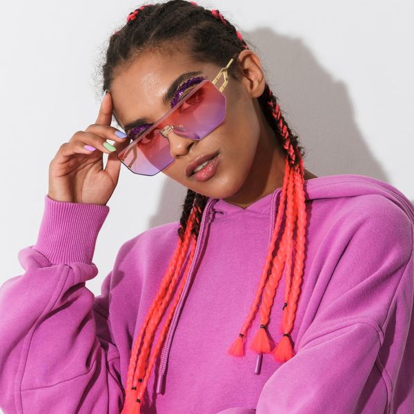 Dollger Rimless Y2k Sunglasses for Women,Rectangle Y2k Glasses Candy Color,Sunglasses Trendy Square for Frameless Eyewear - Image 3