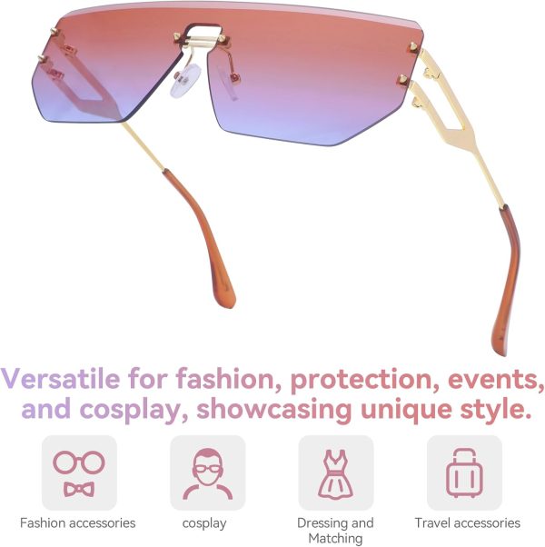 Dollger Rimless Y2k Sunglasses for Women,Rectangle Y2k Glasses Candy Color,Sunglasses Trendy Square for Frameless Eyewear - Image 5