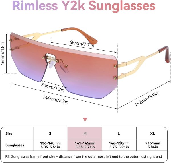 Dollger Rimless Y2k Sunglasses for Women,Rectangle Y2k Glasses Candy Color,Sunglasses Trendy Square for Frameless Eyewear - Image 6