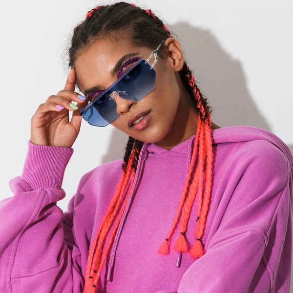 Dollger Rimless Y2k Sunglasses for Women,Rectangle Y2k Glasses Candy Color,Sunglasses Trendy Square for Frameless Eyewear - Image 9