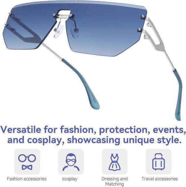 Dollger Rimless Y2k Sunglasses for Women,Rectangle Y2k Glasses Candy Color,Sunglasses Trendy Square for Frameless Eyewear - Image 11