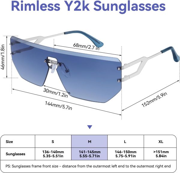 Dollger Rimless Y2k Sunglasses for Women,Rectangle Y2k Glasses Candy Color,Sunglasses Trendy Square for Frameless Eyewear - Image 12