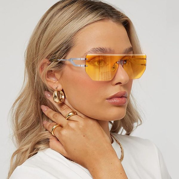 Dollger Rimless Y2k Sunglasses for Women,Rectangle Y2k Glasses Candy Color,Sunglasses Trendy Square for Frameless Eyewear - Image 15