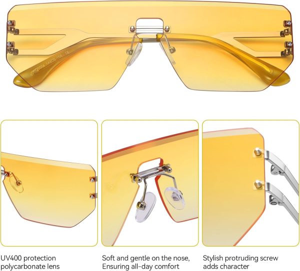 Dollger Rimless Y2k Sunglasses for Women,Rectangle Y2k Glasses Candy Color,Sunglasses Trendy Square for Frameless Eyewear - Image 16