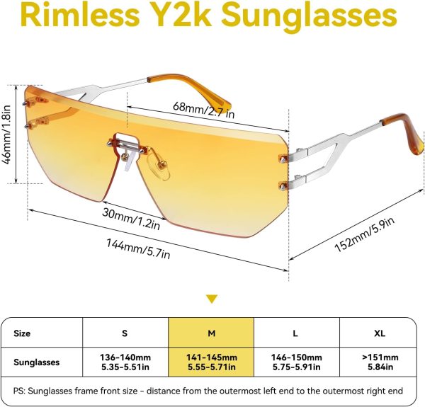 Dollger Rimless Y2k Sunglasses for Women,Rectangle Y2k Glasses Candy Color,Sunglasses Trendy Square for Frameless Eyewear - Image 18