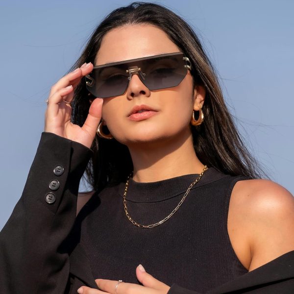 Dollger Rimless Y2k Sunglasses for Women,Rectangle Y2k Glasses Candy Color,Sunglasses Trendy Square for Frameless Eyewear - Image 20