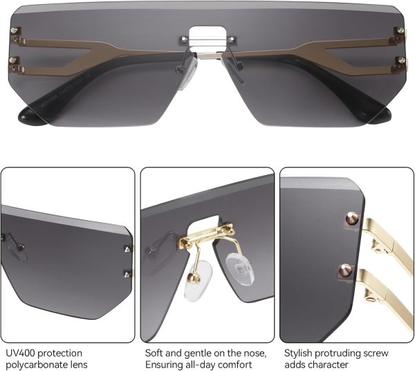 Dollger Rimless Y2k Sunglasses for Women,Rectangle Y2k Glasses Candy Color,Sunglasses Trendy Square for Frameless Eyewear - Image 22
