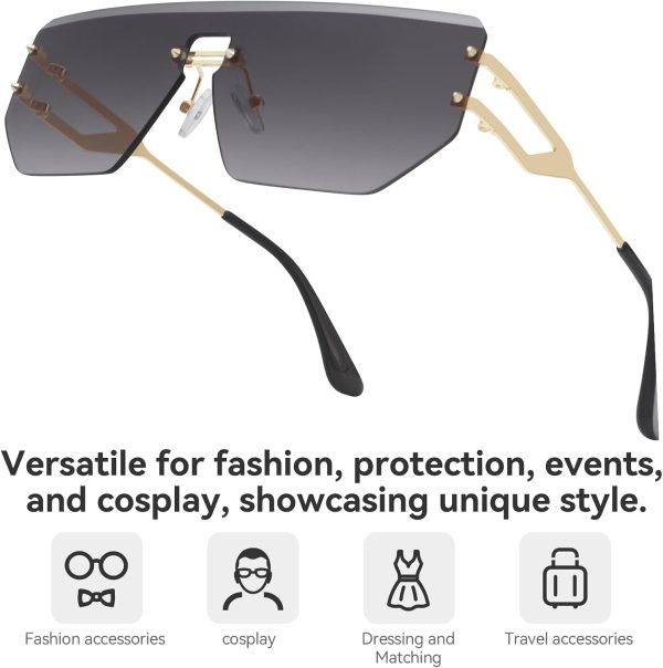 Dollger Rimless Y2k Sunglasses for Women,Rectangle Y2k Glasses Candy Color,Sunglasses Trendy Square for Frameless Eyewear - Image 23