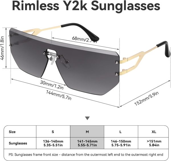 Dollger Rimless Y2k Sunglasses for Women,Rectangle Y2k Glasses Candy Color,Sunglasses Trendy Square for Frameless Eyewear - Image 24