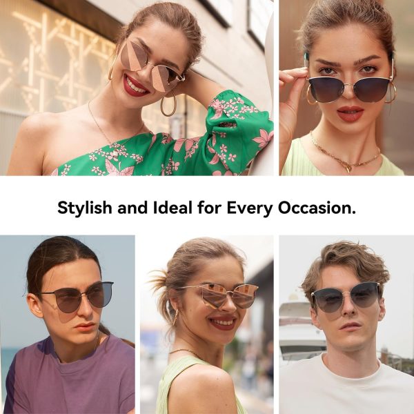 Dollger Cat Eye Sunglasses for Women Men Retro Trendy Cateye Metal Sun Glassses Round Frame UV Protection - Image 3