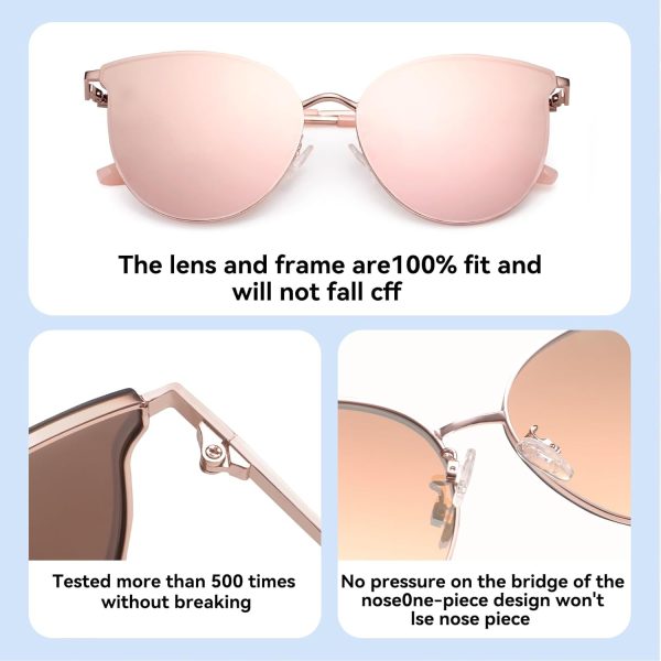 Dollger Cat Eye Sunglasses for Women Men Retro Trendy Cateye Metal Sun Glassses Round Frame UV Protection - Image 4