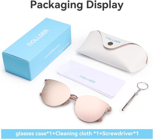 Dollger Cat Eye Sunglasses for Women Men Retro Trendy Cateye Metal Sun Glassses Round Frame UV Protection - Image 6