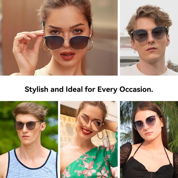 Dollger Cat Eye Sunglasses for Women Men Retro Trendy Cateye Metal Sun Glassses Round Frame UV Protection - Image 9