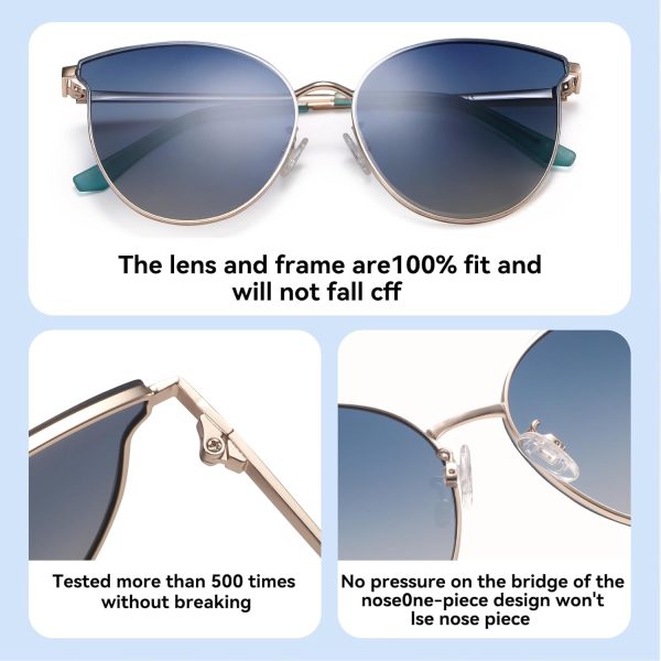 Dollger Cat Eye Sunglasses for Women Men Retro Trendy Cateye Metal Sun Glassses Round Frame UV Protection - Image 10