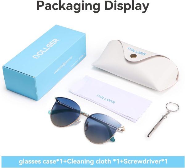 Dollger Cat Eye Sunglasses for Women Men Retro Trendy Cateye Metal Sun Glassses Round Frame UV Protection - Image 12