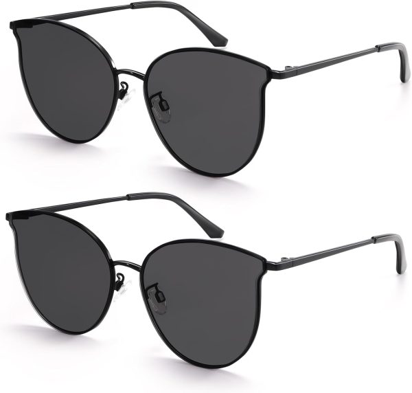 Dollger Cat Eye Sunglasses for Women Men Retro Trendy Cateye Metal Sun Glassses Round Frame UV Protection - Image 13