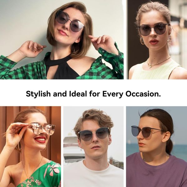 Dollger Cat Eye Sunglasses for Women Men Retro Trendy Cateye Metal Sun Glassses Round Frame UV Protection - Image 15