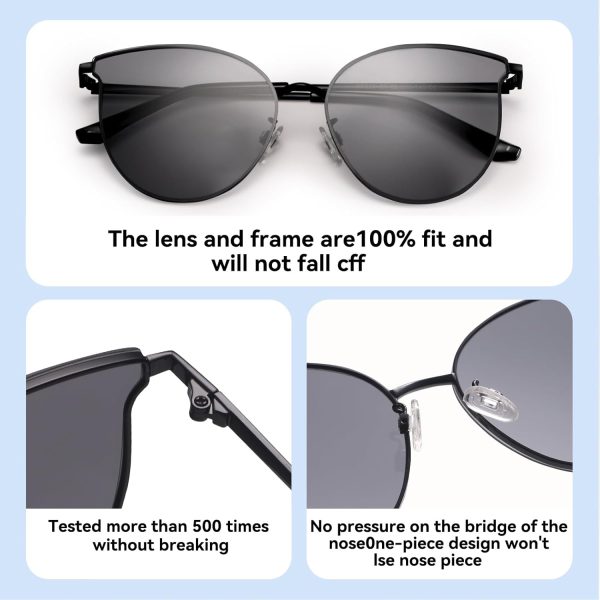 Dollger Cat Eye Sunglasses for Women Men Retro Trendy Cateye Metal Sun Glassses Round Frame UV Protection - Image 16