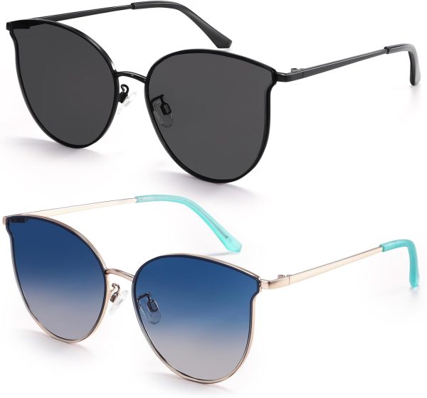 Dollger Cat Eye Sunglasses for Women Men Retro Trendy Cateye Metal Sun Glassses Round Frame UV Protection - Image 21