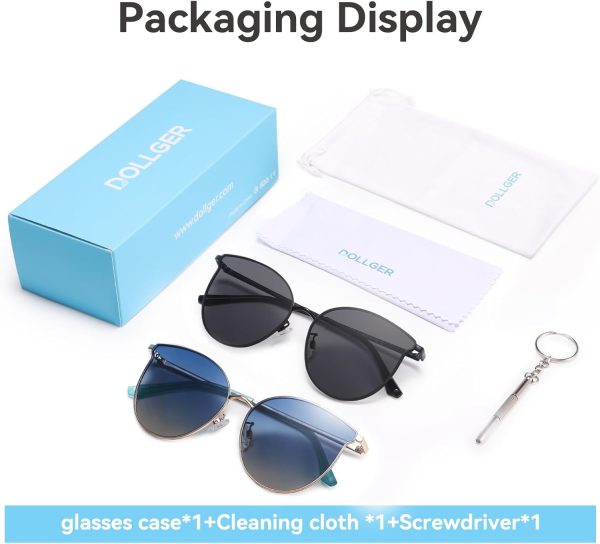 Dollger Cat Eye Sunglasses for Women Men Retro Trendy Cateye Metal Sun Glassses Round Frame UV Protection - Image 22