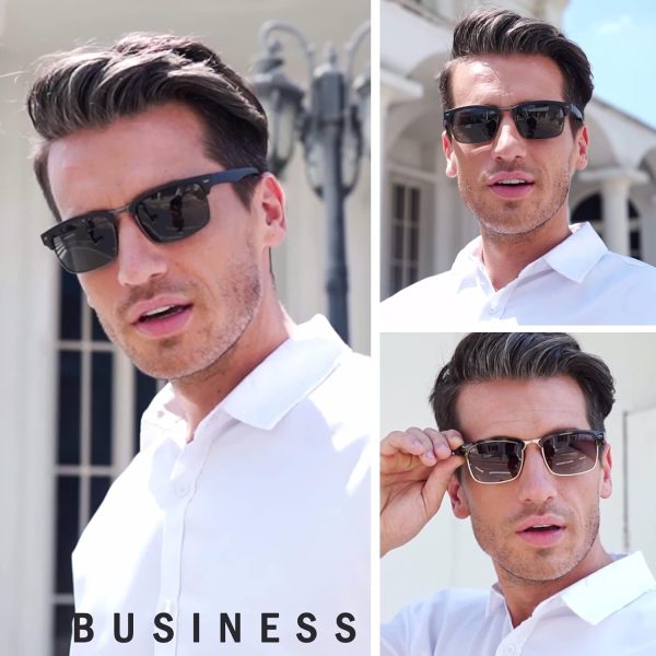 Dollger Polarized Sunglasses Men Half Frame Square Semi-Rimless Driving Sun Glasses Shades for Men UV400 Protection - Image 2