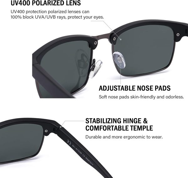 Dollger Polarized Sunglasses Men Half Frame Square Semi-Rimless Driving Sun Glasses Shades for Men UV400 Protection - Image 4