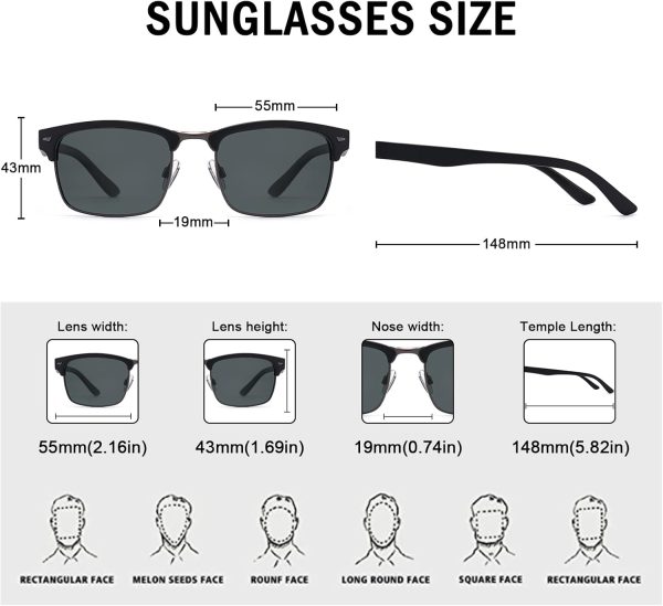 Dollger Polarized Sunglasses Men Half Frame Square Semi-Rimless Driving Sun Glasses Shades for Men UV400 Protection - Image 5